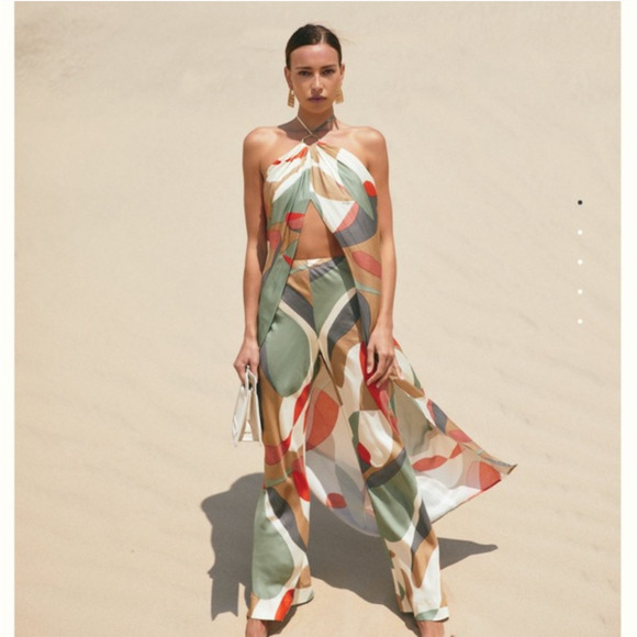 cult gaia Tops - Cult Gaia $435 Lava Print Halter Open Front Sarah Top